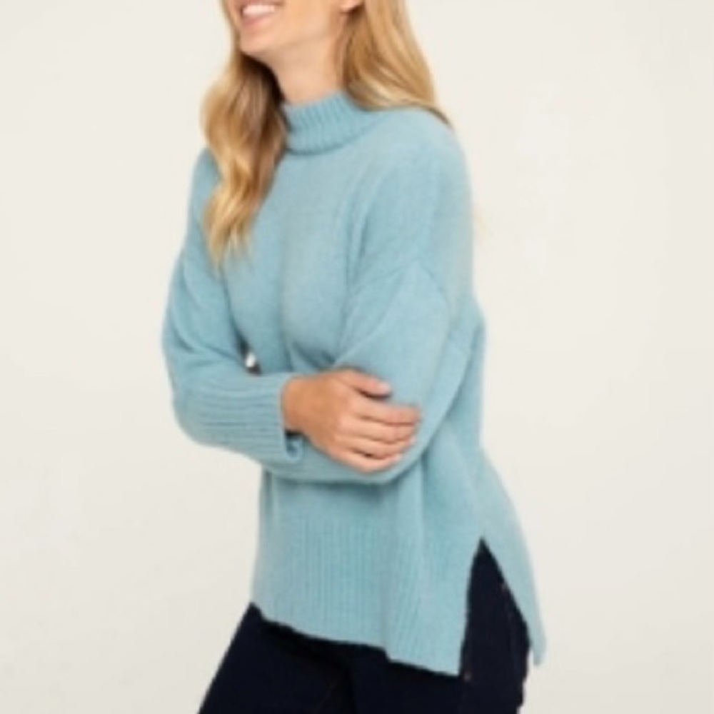Pacas Alpaca Baby Blue Mock Neck Sweater